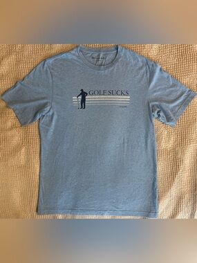 TravisMathew Golf Sucks Funny Graphic Tee Blue Pima Cotton Large